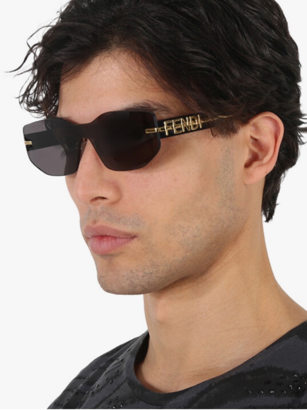 Fendi  Unisex Black and Gold Sunglasses